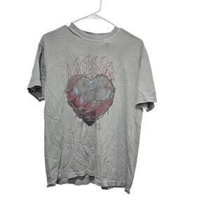Vans Heart Flame Graphic T Shirt Large Sage Green Skater Tee